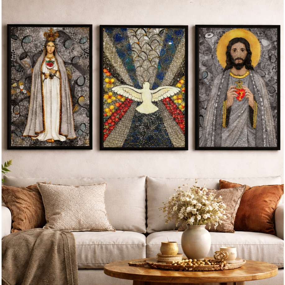 Placa Quadro Decorativo Católico Religioso Santos Divino Espírito Santo