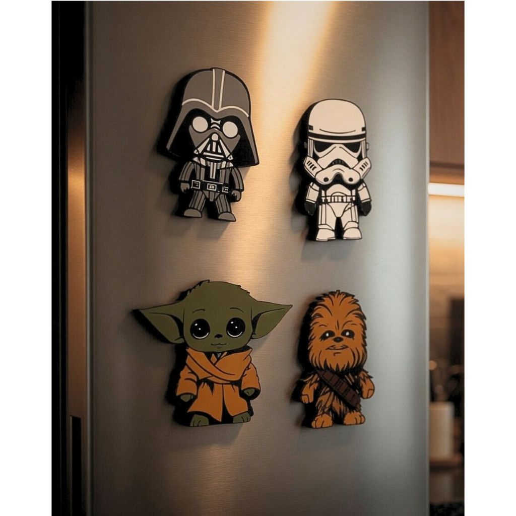 Ímãs Star Wars Decorativo Para Geladeira Kit Geek | Baby Yoda Darth Vader Stormtrooper Wookiee Impressão 3D Colecionável