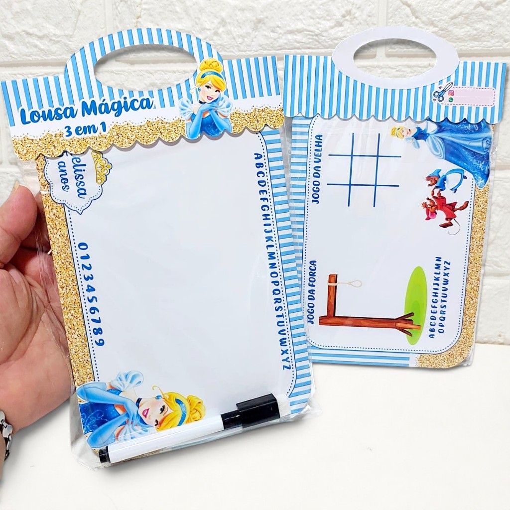 Lousa Mágica CINDERELA Lembrancinha Personalizada – Festa de Aniversário Infantil