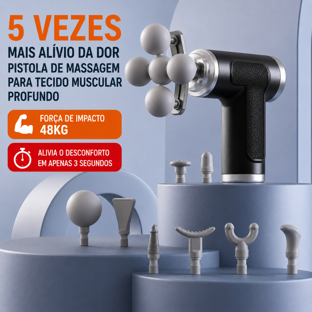 Massageador Portátil Profissional Muscular Elétrica 5 Esferas