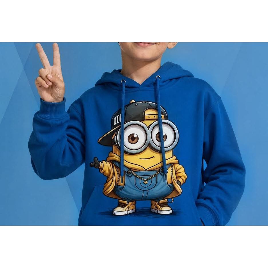 Moletom Infantil  Busa De Frio Casaco Com Capuz Estampa Minion  Azul Unissex Do 08 Ao M