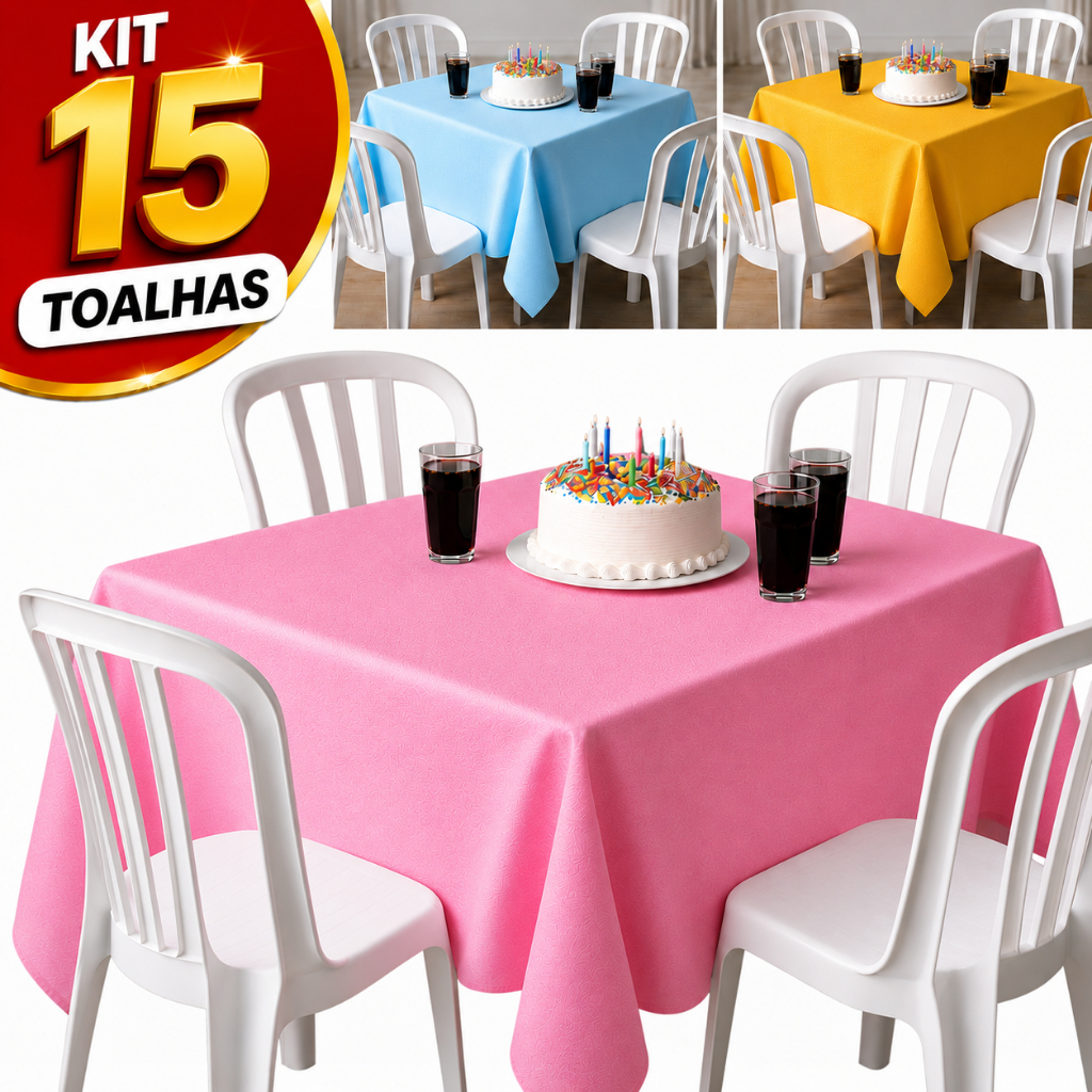 Kit 15 Toalhas de Mesa com Caimento de TNT 1,40m x 1,40m Várias Cores Você Escolhe - Forro de Mesa