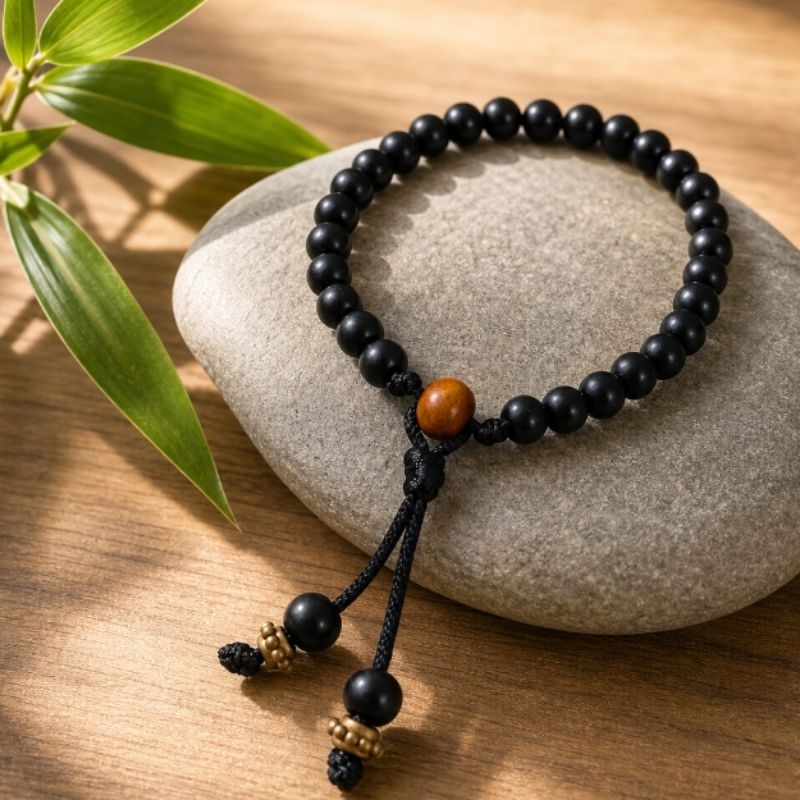 Imagem Japamala Pulseira Tibetana 27 Contas de 8mm em Madeira