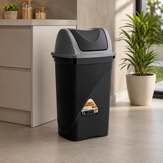 Lixeira 30 Litros Preta Basculante Com Tampa Vai Vem Para Cozinha Escritório Empresa Banh…