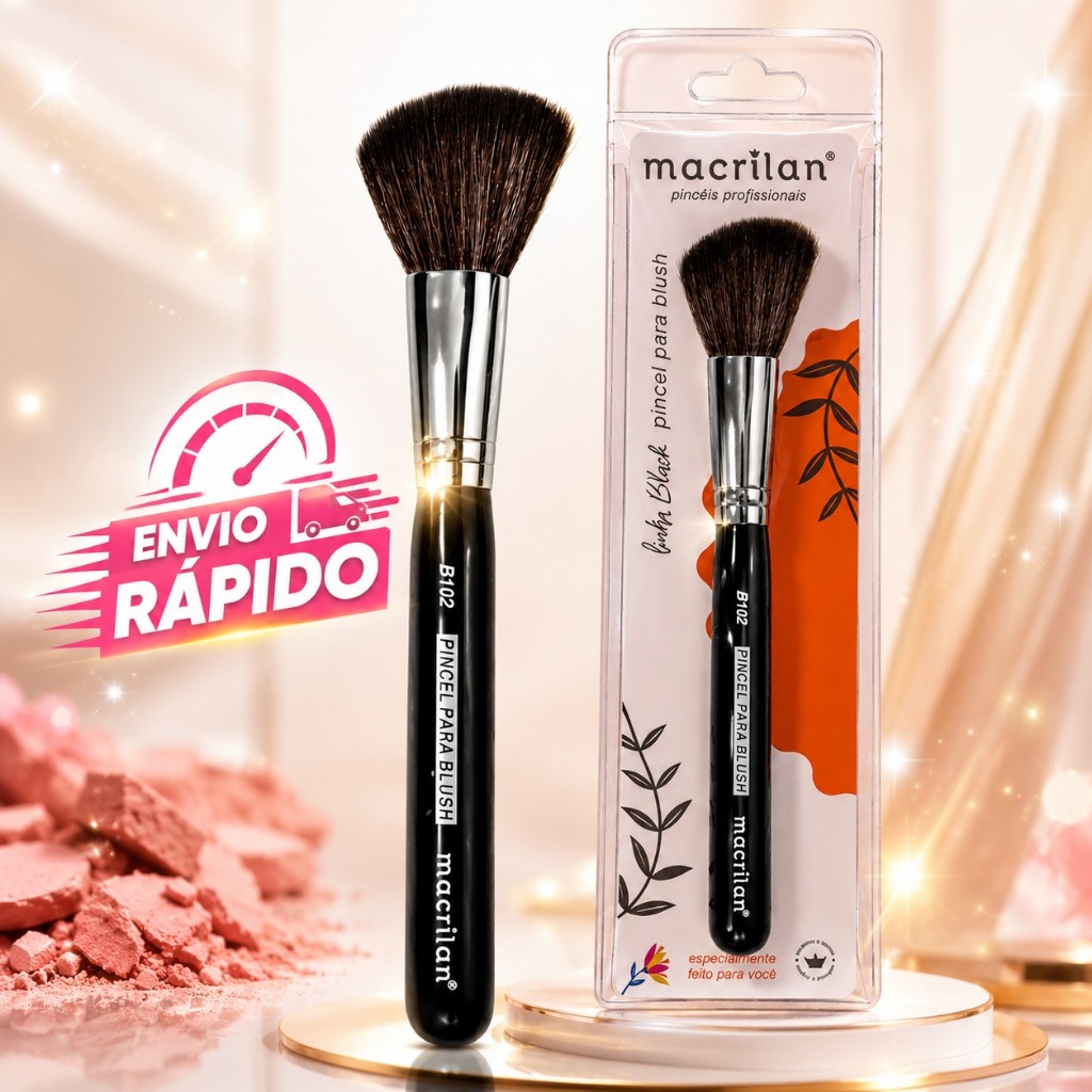 Pincel de maquiagem profissional Blush Macrilan B102 Cerdas Macias Alta Precisão Maquiagem Original