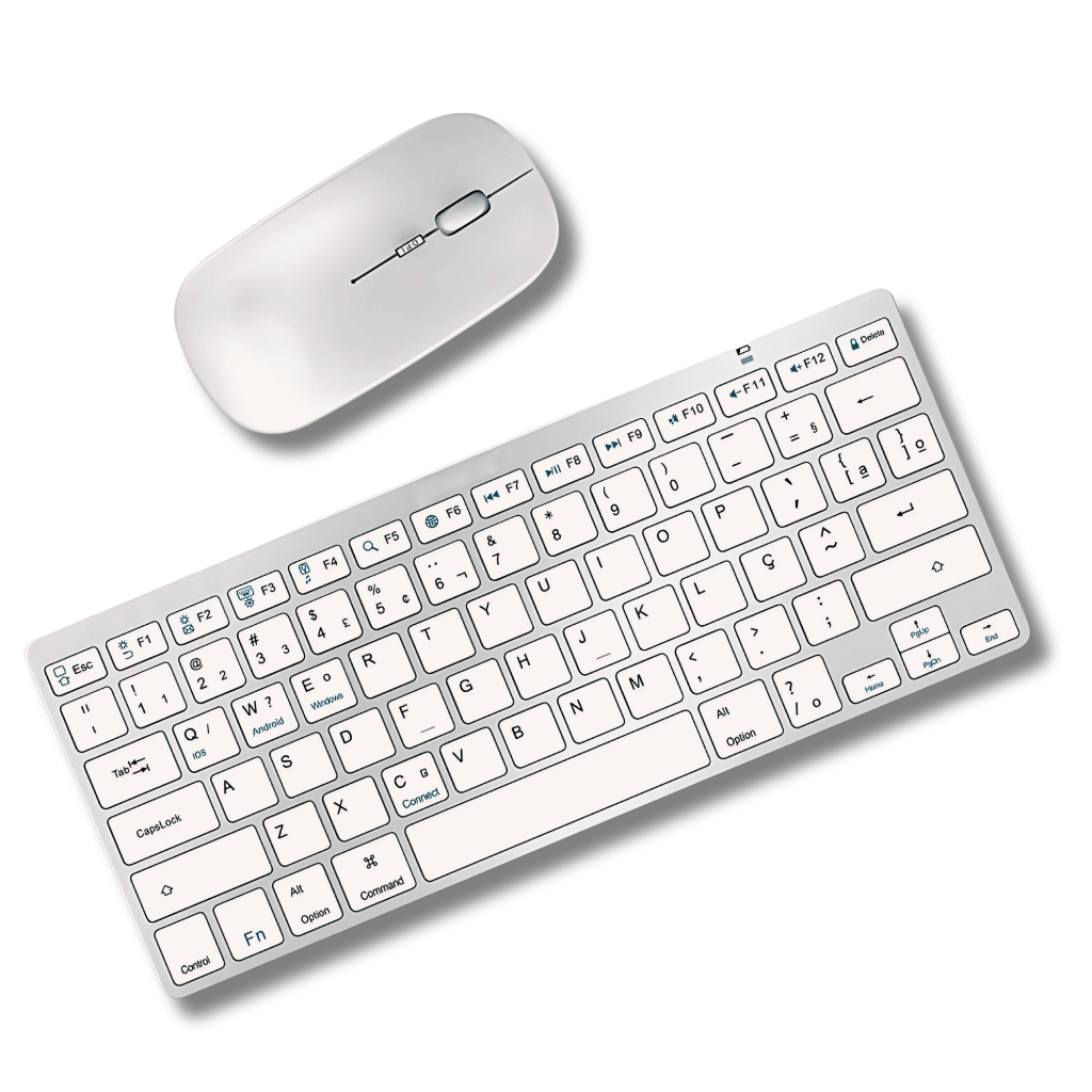 Teclado e Mouse Sem fio Bluetooth para Tablet Macbook iPad iMac PC Notebook  ABNT2