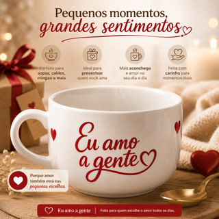 Caneca Jumbo 600ml Cerâmica Presenteável Dia Dos Namorados Pessoas Especiais Sopas Caldos Mingau