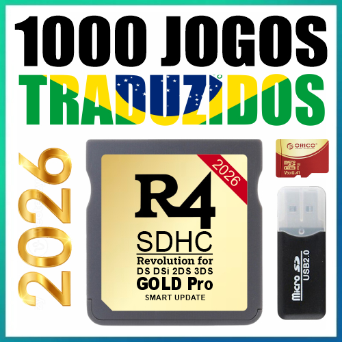 Cartão R4 16 gb + 1000 Jogos Traduzidos BR - Nintendo DS, DS Lite, DSi, 2DS, 3DS - Nova Versão 2026