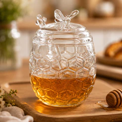 Pote Meleira De Vidro Transparente Bee Abelha 230ml Hauskraft