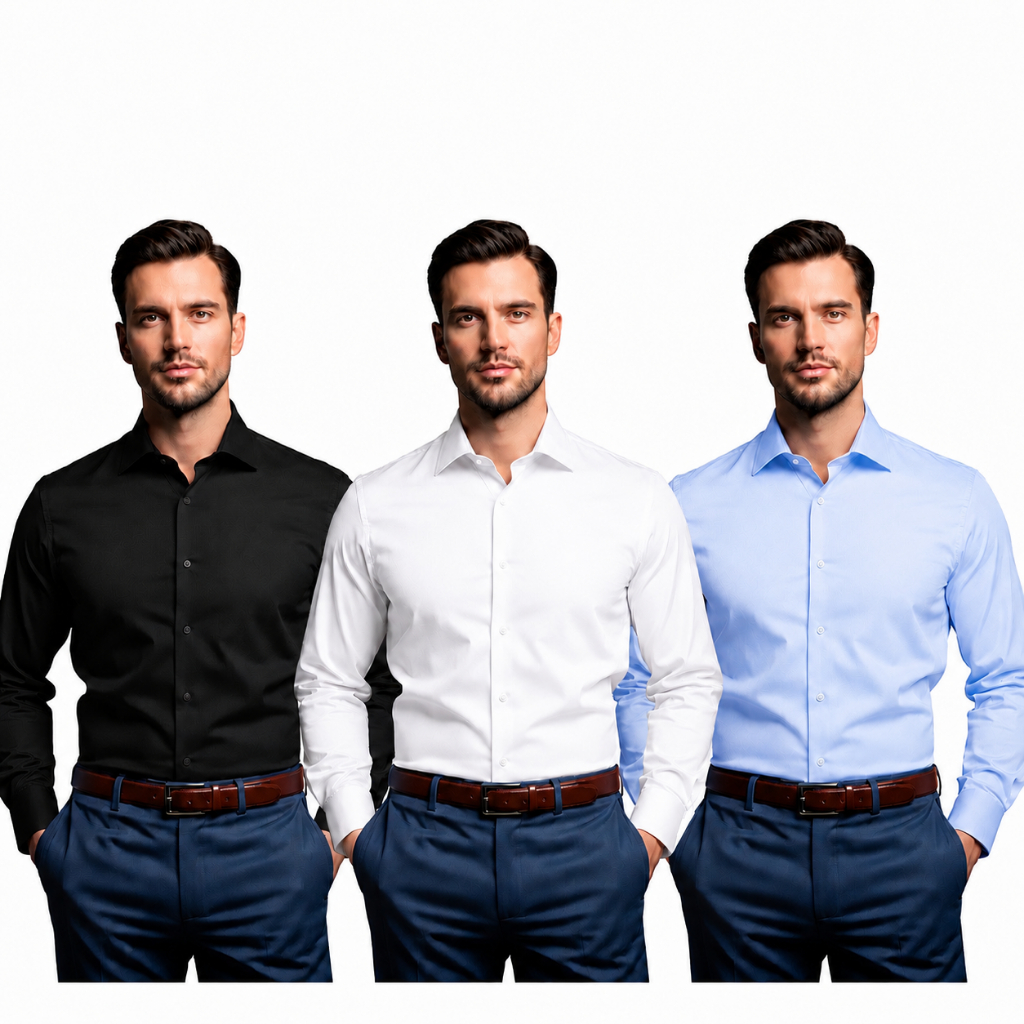 Kit 3 Camisas Social Masculina Slim Premium - Manga Longa Não Amassa