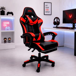 Cadeira De Escritório Gamer Ergonômica Reclinável com Apoio para Pés Couro Sintético Altura Ajustável Oblivion Nienz