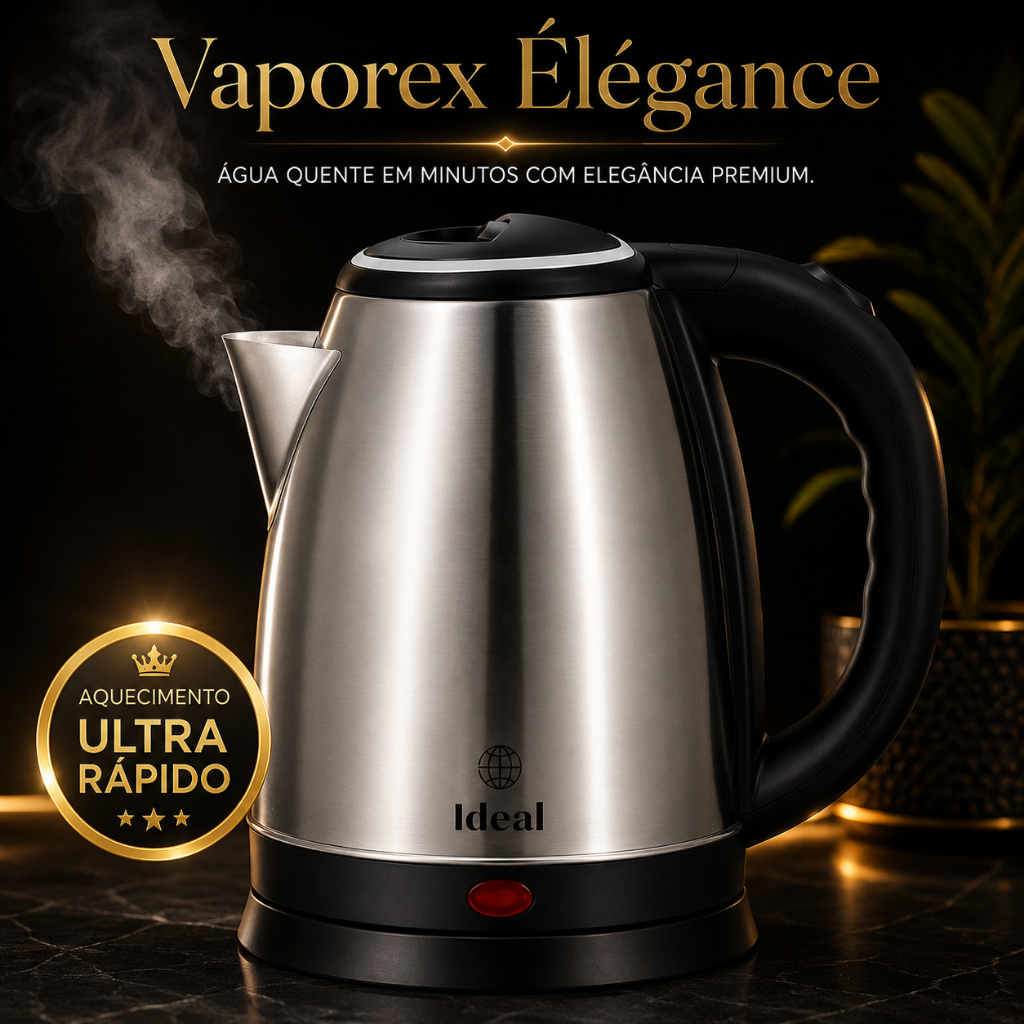 Chaleira Vaporex Élégance Elétrica Inox 1,8L 1000W Desligamento Automático Aquecimento Rápido Premium a cozinha elegante
