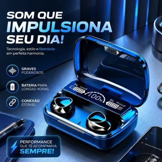 Fone de Ouvido TWS M10 Bluetooth Sem Fio Estéreo com Power Bank Integrado