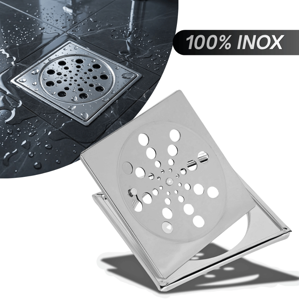 Ralo Banheiro Quadrado Completo Ralo de Banheiro 10cm e 15cm Inox Abre/Fecha Ralo Inox