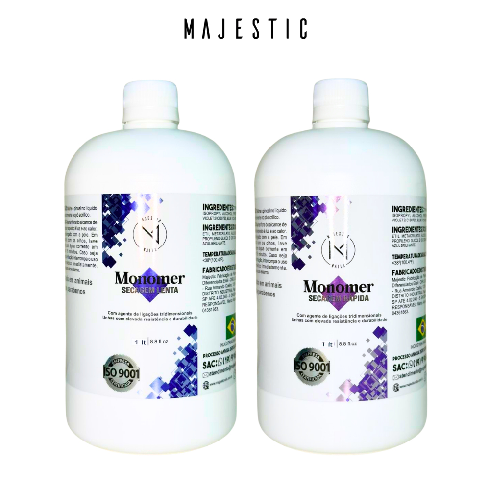 MONOMER Secagem Lenta/Rápida (Odor reduzido) 1 litro Alongamento Majestic Nails