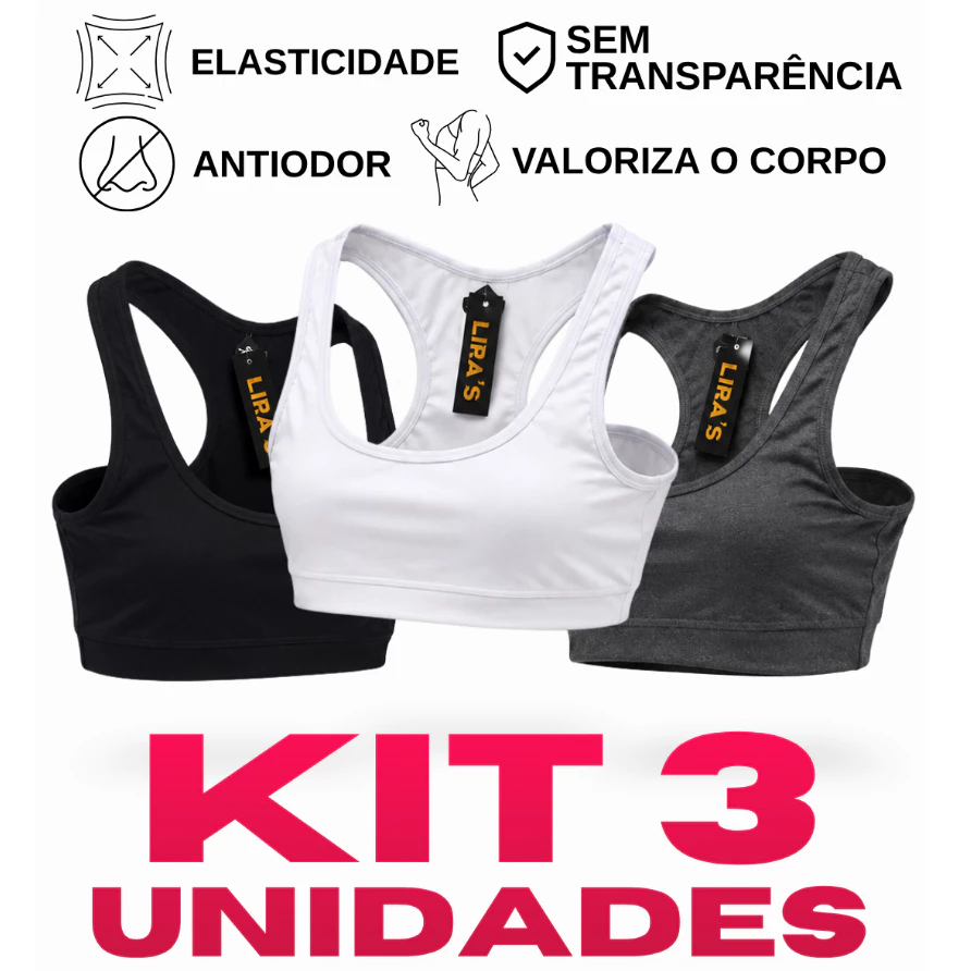 Kit 3 Top Academia Fitness Boa Sustentação  Nadador/Regata para Treino Caminhada Envio Rápido — imagem 1