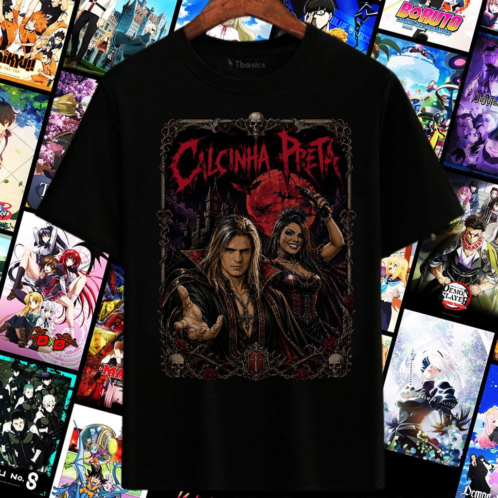 CAMISA CALCINHA PRETA VAMPIROS