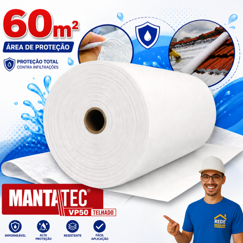 Manta Bidim Vp50 60m2 Impermeabilizante para Laje Telhado e Telha