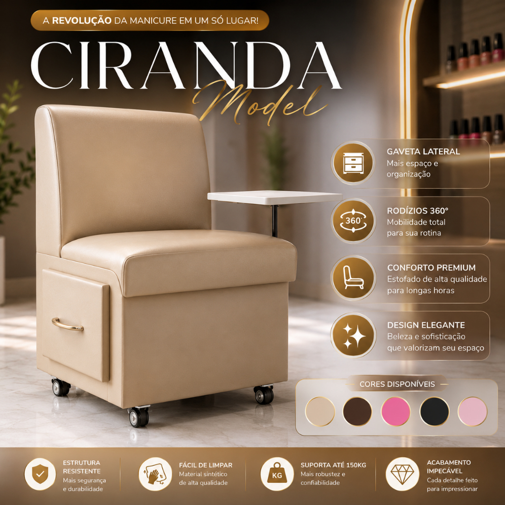 Cadeira de manicure Cirandinha Mesa de manicure Cadeira para salão de beleza opção de cores