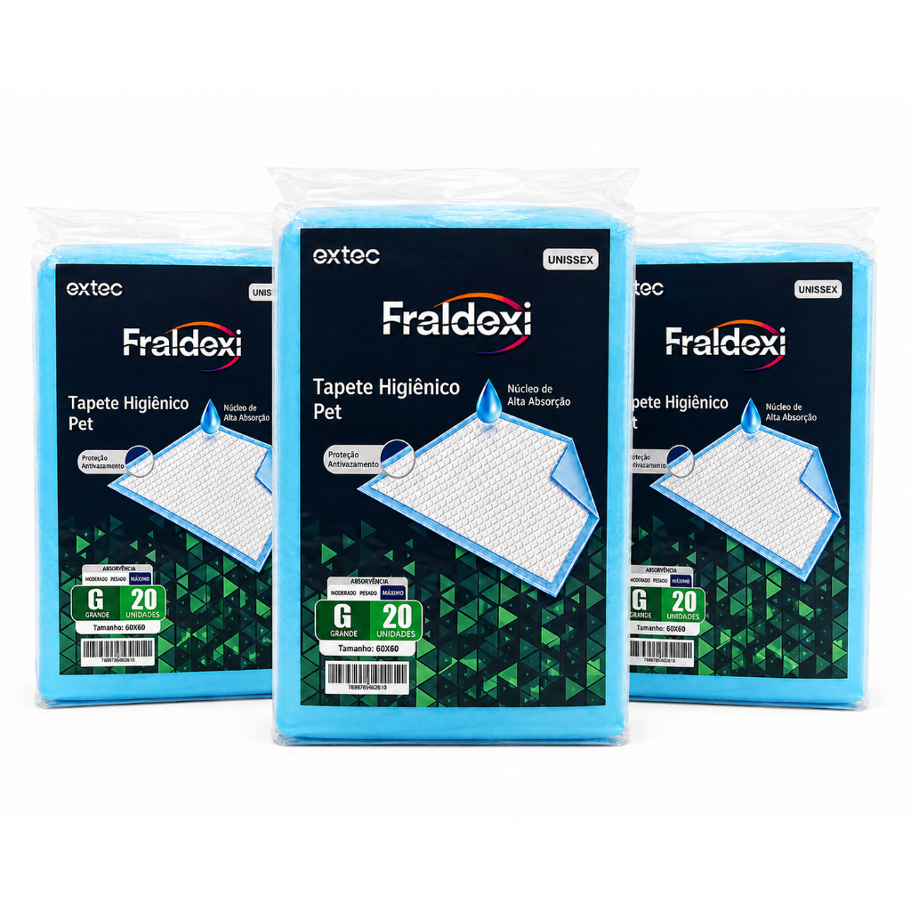 60un Tapete Higiênico Pet 60×60 cm Alta Absorção 3 Pacotes com 20 Unidades