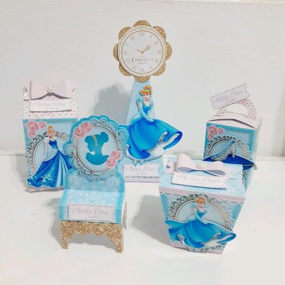 Kit Caixinhas Personalizadas - Cinderella - Cinderela - Princesa - Personalizados - Lembrancinhas