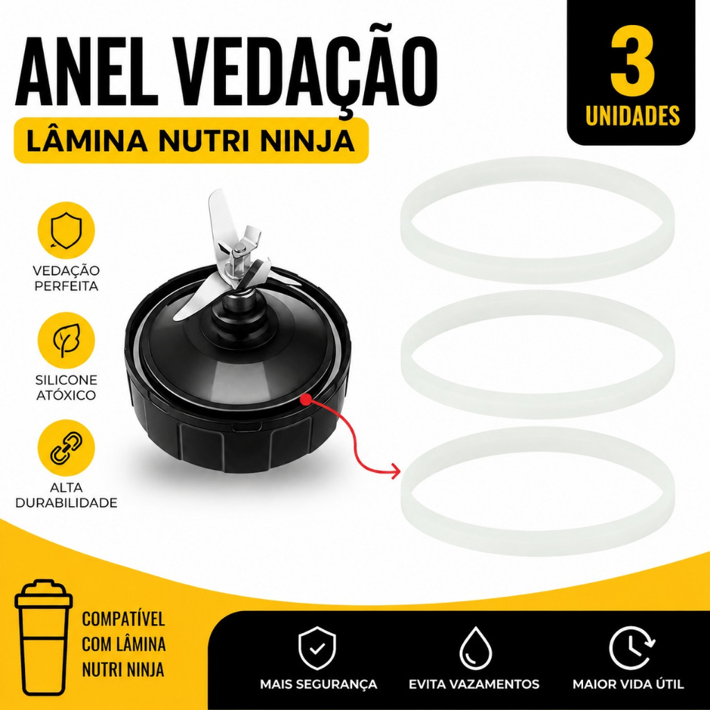 Anel de Vedação Nutri Ninja Auto Iq Ultra 3 Unidades
