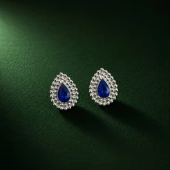 Brinco Gota Zircônia Azul Escuro em Prata 925 Elegante e Sofisticado