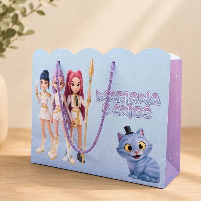 Sacolinha Guerreiras k-POP Personalizada com nome Sacolinha Lembrancinha Aniversário Huntrix