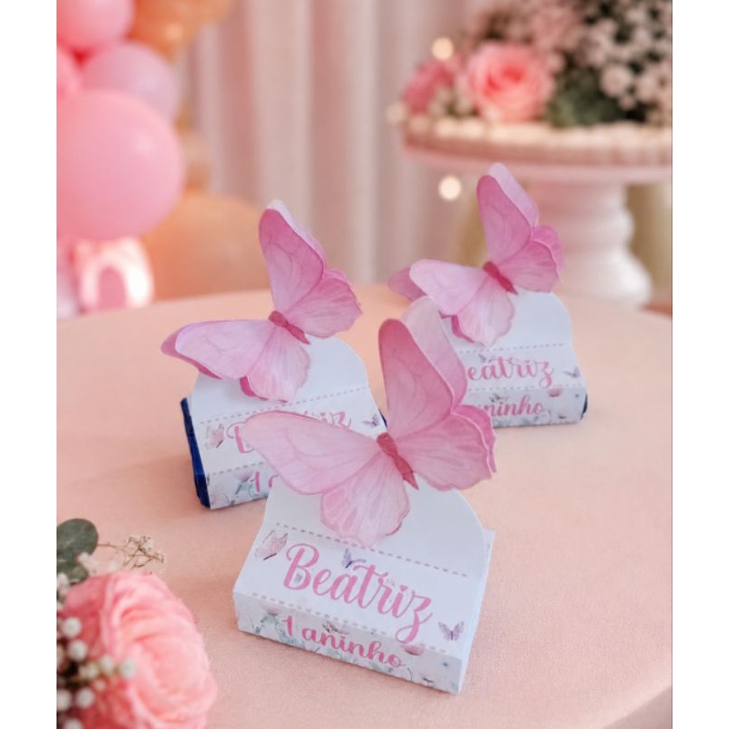 Porta Bis Duplo Borboletas Personalizado - lembrancinha borboleta aniversário - porta bis jardim das borboletas
