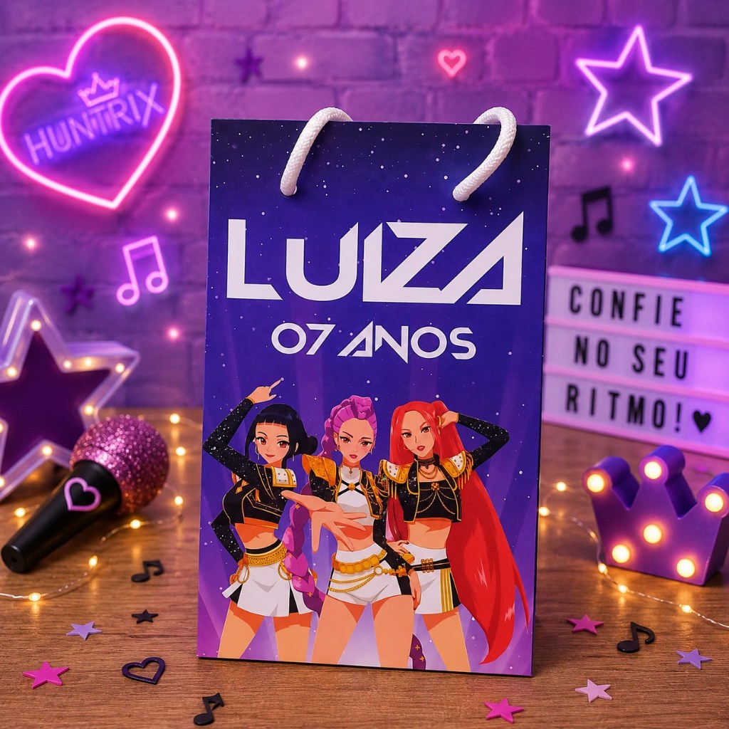 Sacolinha Personalizada (P) GUERREIRAS DO KPOP Lembrancinha Festa Infantil (pegue e monte)