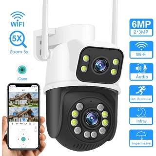 Câmera Externa Ip a Prova D'água 4mp wifi ptz com Infravermelho lente dupla Bivolt 110/220 Alarme Wi
