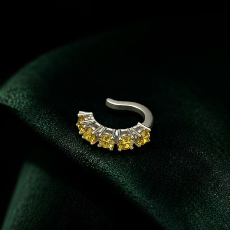 Piercing Fake Pedras Amarelas em Prata 925 – Moderno e Elegante