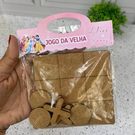 Jogo da Velha Personalizado MDF Princesas - FAZEMOS QUALQUER TEMA 10X10cm Lembrancinha com Nome