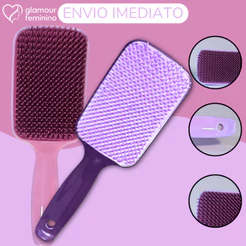 Kit 2 - Escova Raquete Premium Flex Rosa Pastel + Roxo Pastel - Para Desembaraçar Cabelos - Glamour Feminino