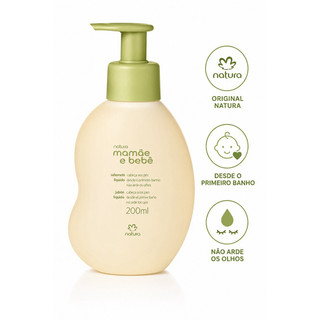 Natura Mamãe e Bebê Sabonete Líquido Cabeça aos Pés 200ml Original Não Arde os Olhos