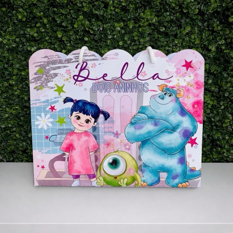 Sacolinha BOO MONSTROS S A Personalizada / Bolsinha Lembrancinha Aniversário / (PEGUE E MONTE)