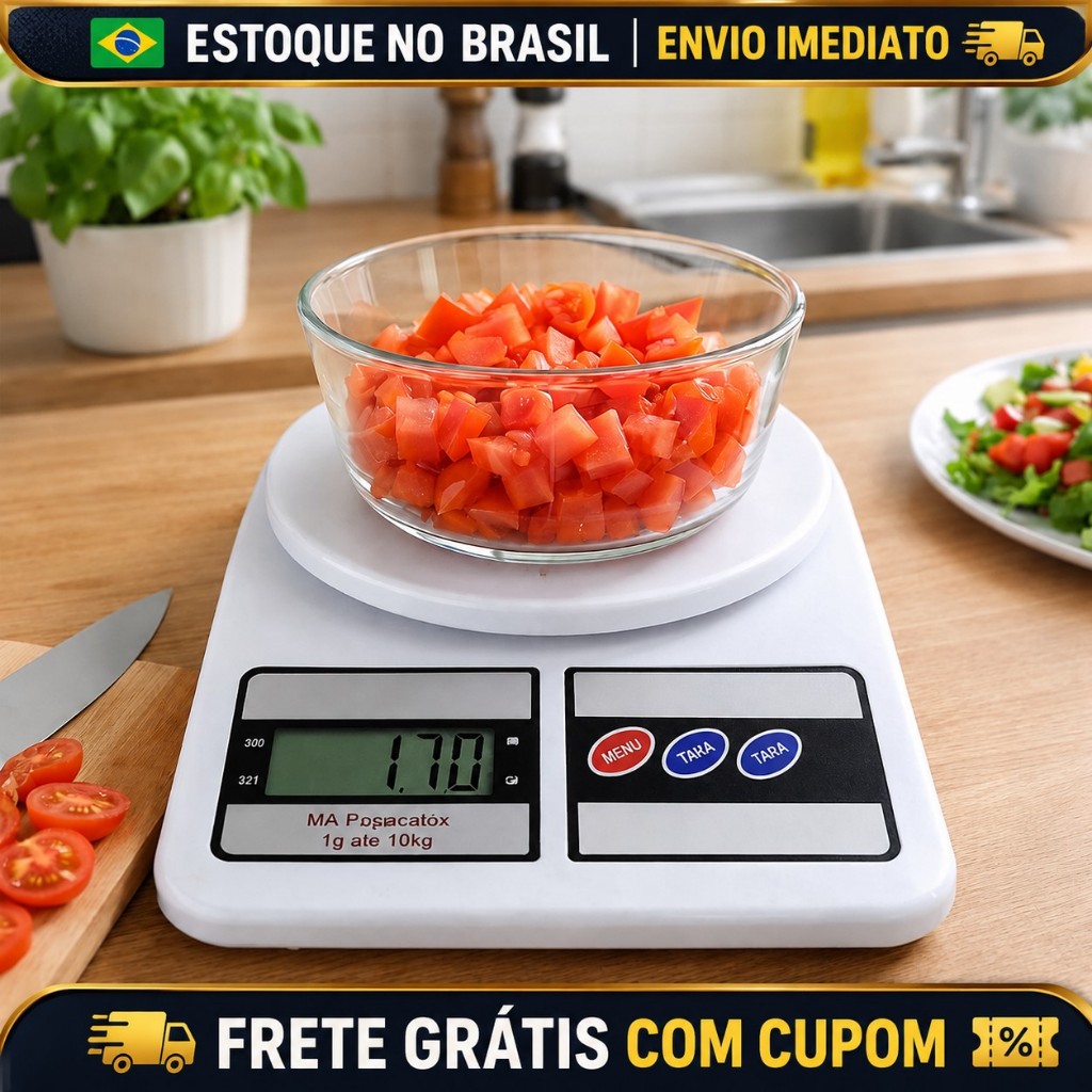 Balança De Cozinha Digital 10kg Alta Precisão Dieta Confeitaria SF-400