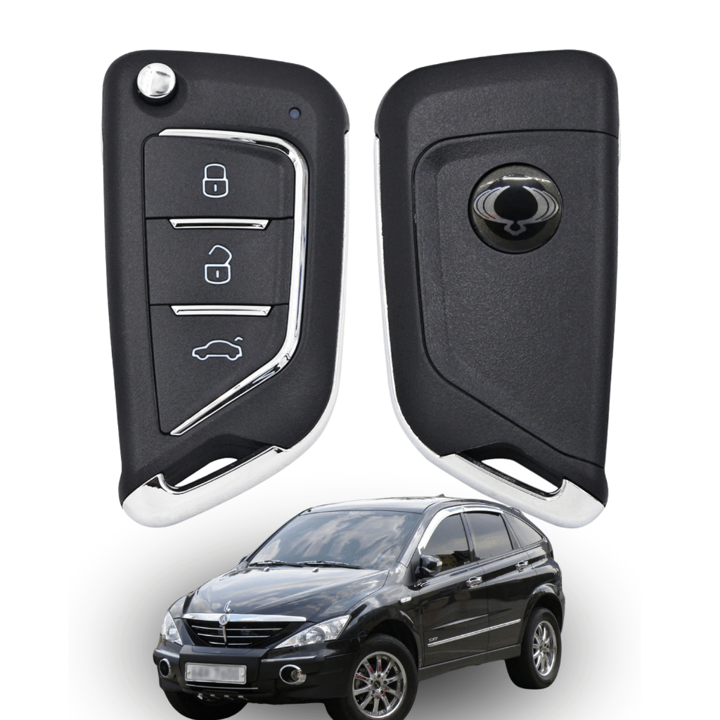 Chave Canivete Ssangyong Completa Actyon Kyron Chip placa e lâmina pronta para codificar