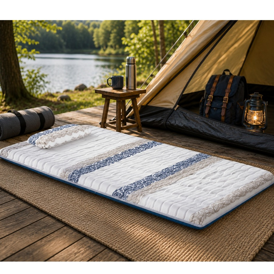 Colchonete Camping Solteiro D20 5cm com Travesseiro Acoplado 188x70cm Dóbravel Portátil Probel
