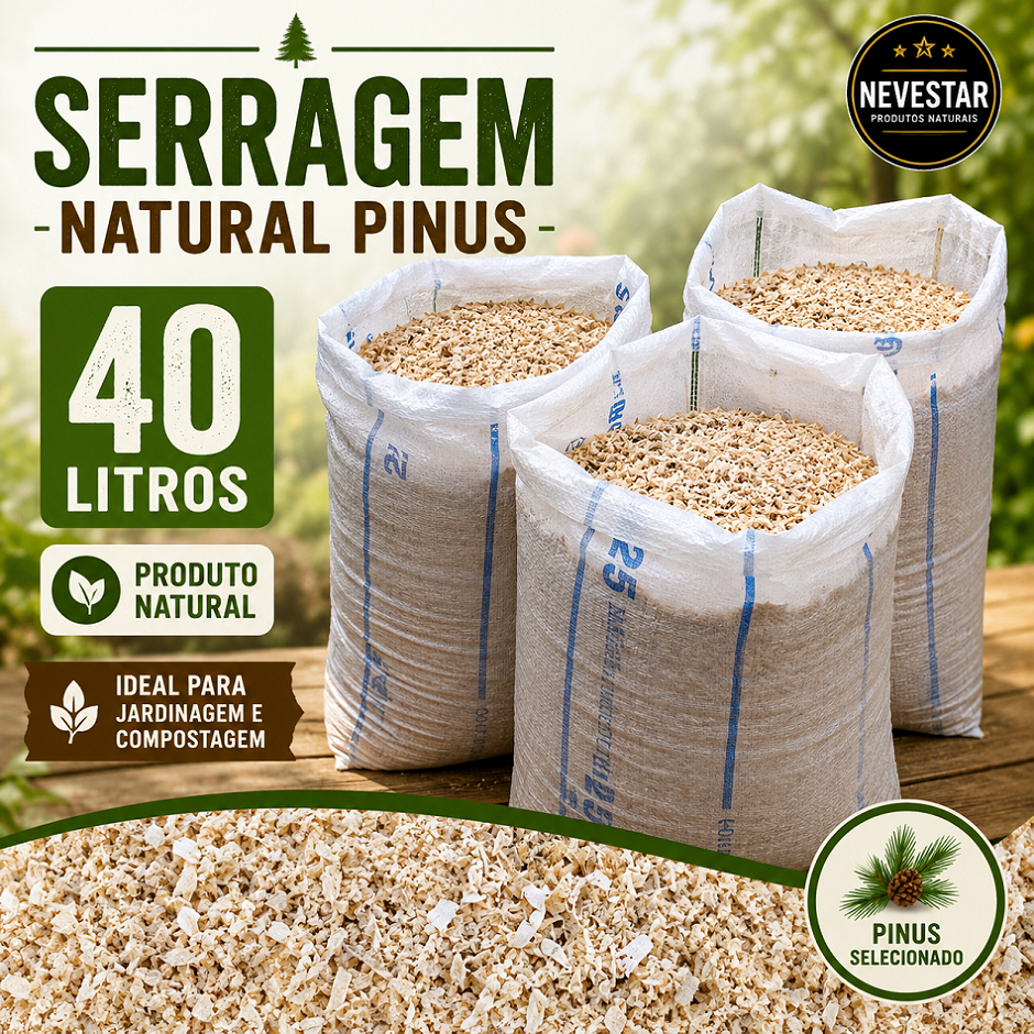 Serragem Pinus 40 Litros Natural Jardinagem Compostagem