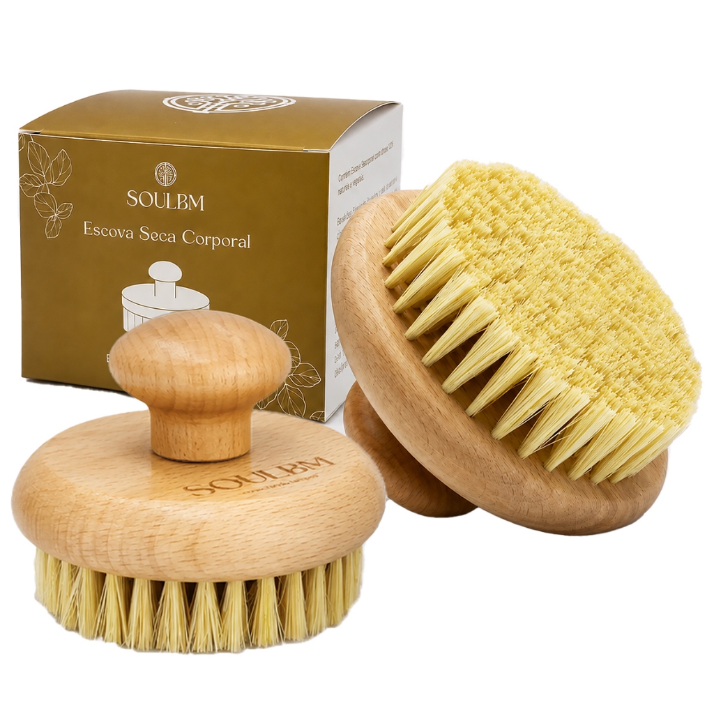 Escova Seca Esfoliação A Seco Corporal Cerdas Naturais Escovação A Seco Dry Brushing