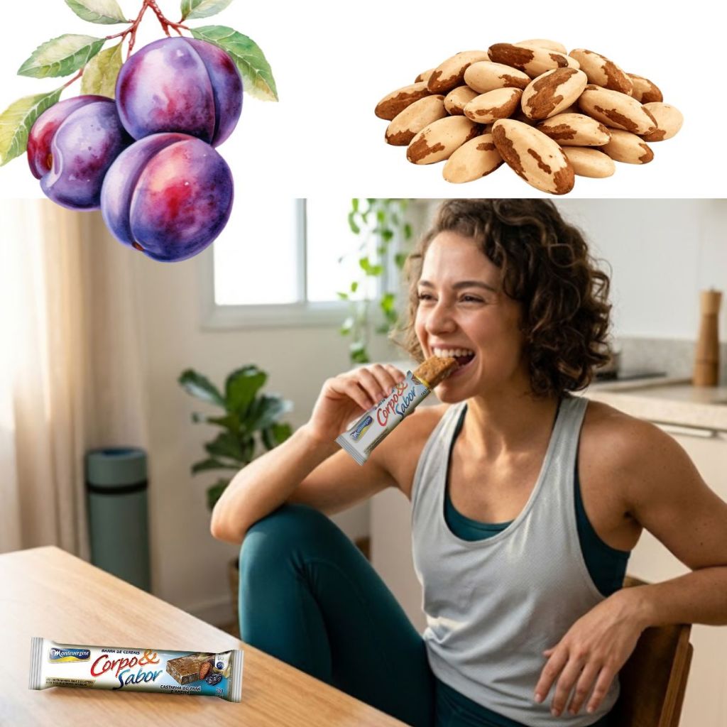 Kit 10 Barra de cereais Corpo e Sabor Pré Treino Castanha do Para e Ameixa Montevérgine — imagem 2 de 2