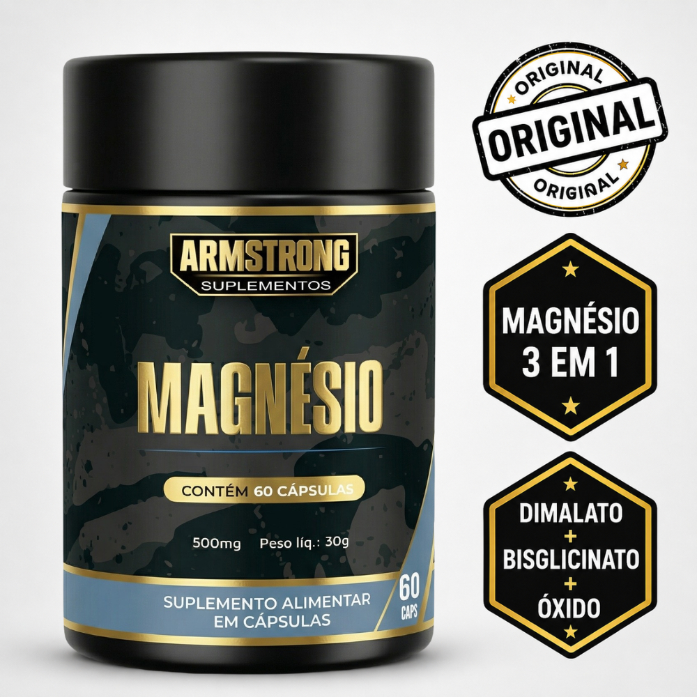 Magnésio Dimalato + Bisglicinato + Óxido | Armstrong Suplementos 60 Cápsulas - Envio Imediato