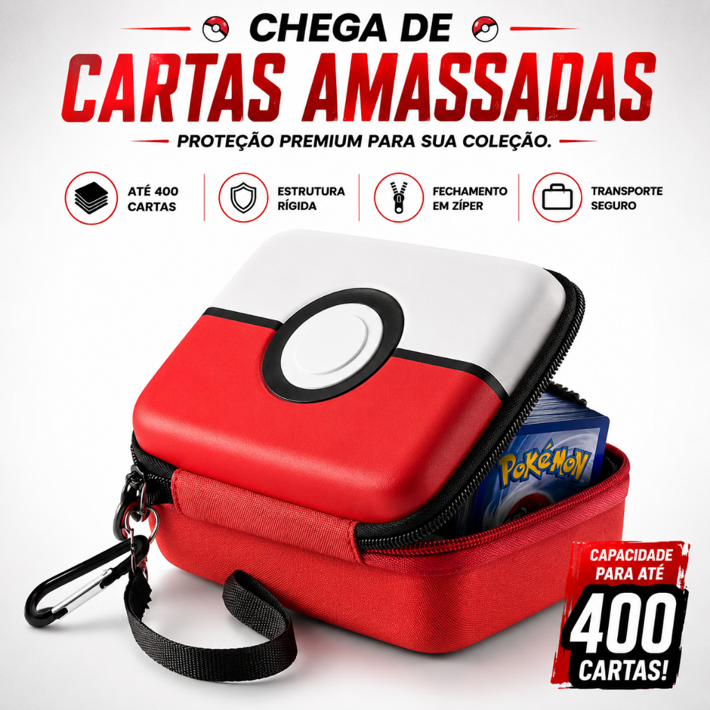 Estojo Pokémon TCG Para 400 Cartas Case Rígido Organizador Cards Pokémon Yugioh One Piece