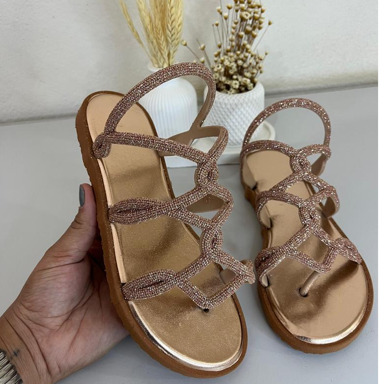 SANDÁLIA GLAMOR, ELEGÂNCIA, CONFORTO, PRATICIDADE E DELICADEZA, Tamanhos 34-39, Design Único, Estilo e Conveniência