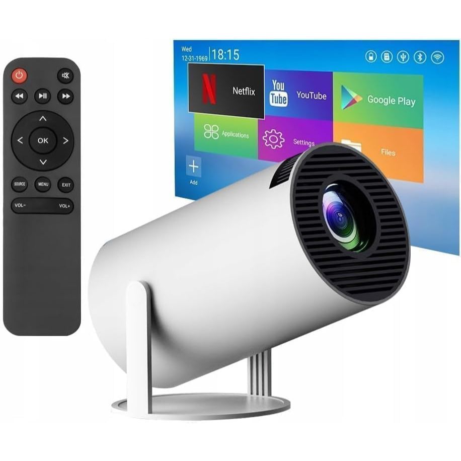 Projetor HY300 Smart Portátil Full HD 4k Bluetooth Wifi Android branco