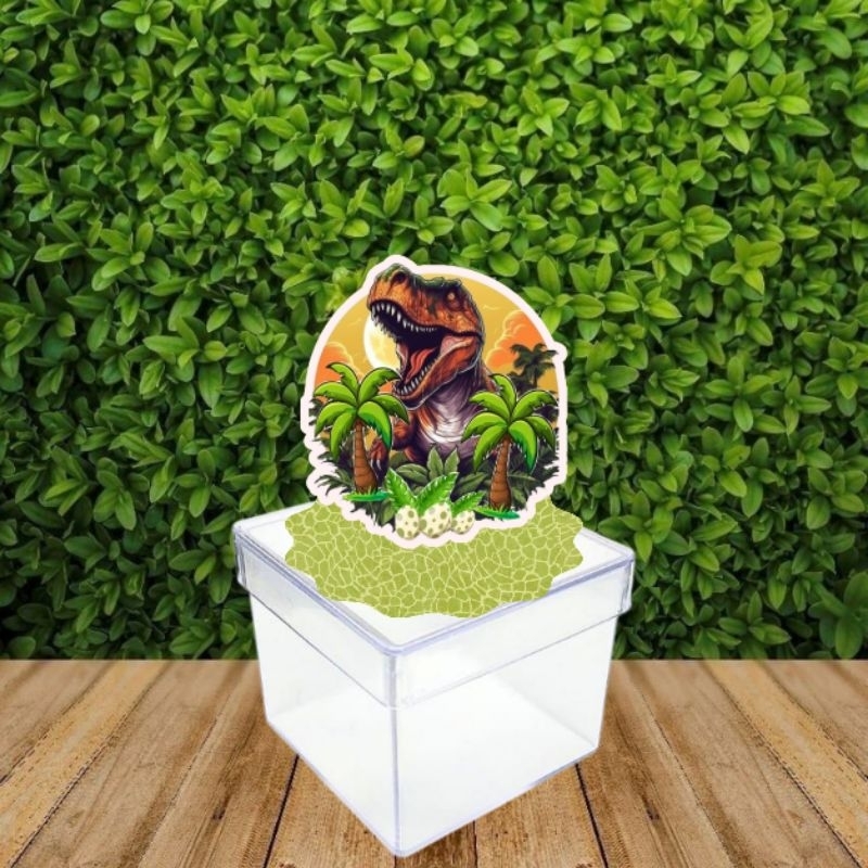 Aplique Personalizado Dinossauro Jurassic park para Caixinha Acrílica 5x5 ou Latinha Lembrancinha
