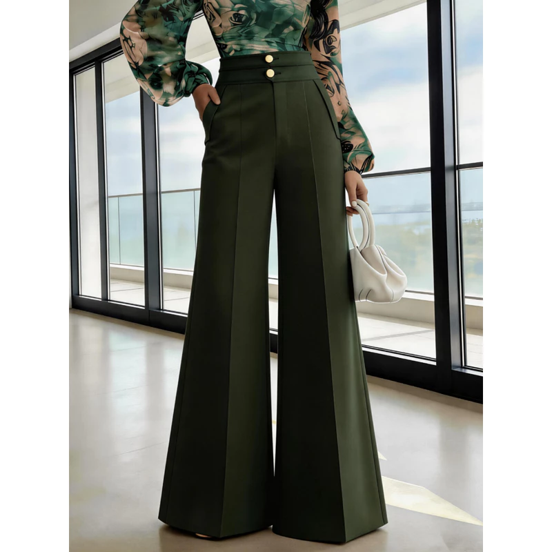 Calça de Terno Elegante de Cintura Alta com Perna Flare