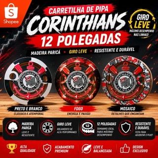 Carretilha Pipa 12 Polegadas Madeira Reforçada Giro Leve Profissional carretilha pipa leia a descrição