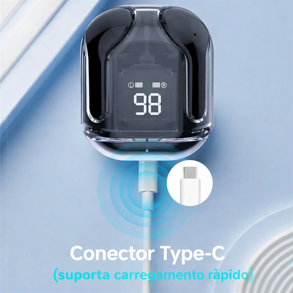 Detalhes do Fone De Ouvido Bluetooth 5.0 Com Microfone Estéreo Hi-Fi Cancelamento De Ruído E Capa De Carregador De 300mAh